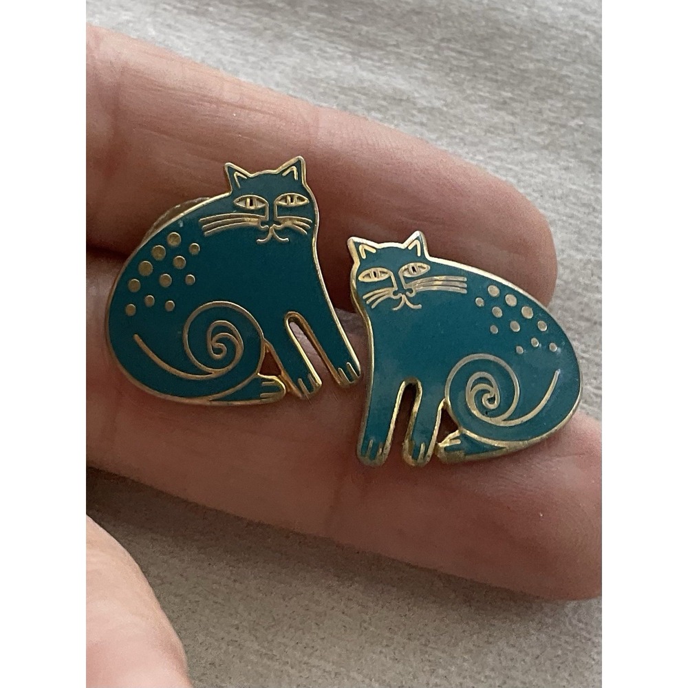 vintage Laurel Burch "Keshire Cat" earrings Enamel Estate Jewelry